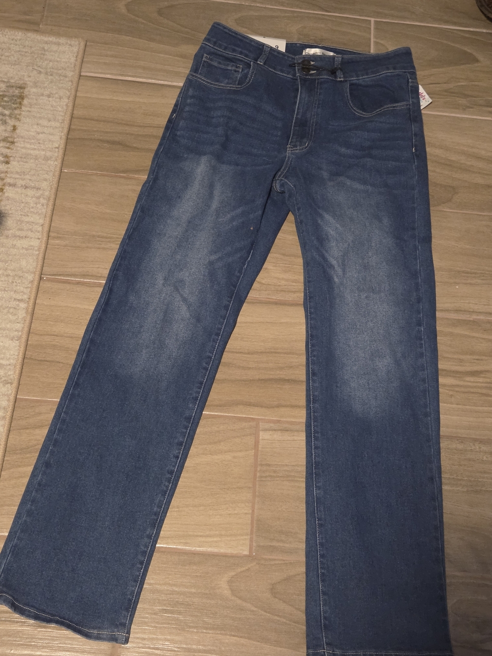 Stretchy Straight Leg Jeans - Dark Blue